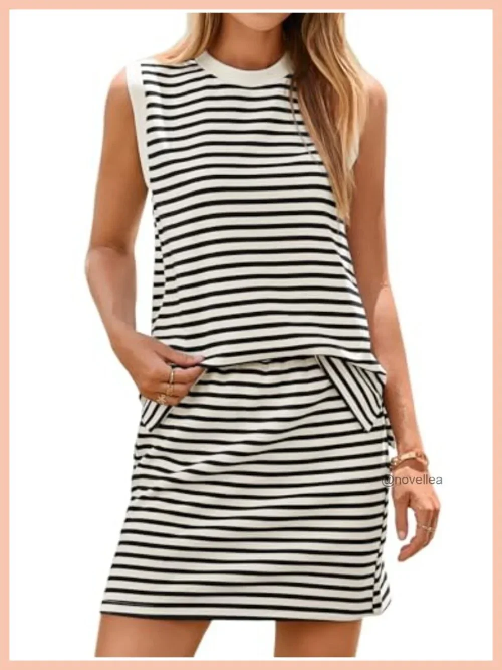 2 Piece Sleeveless Tennis Skort Set Women Striped Lightweight Skirt Set